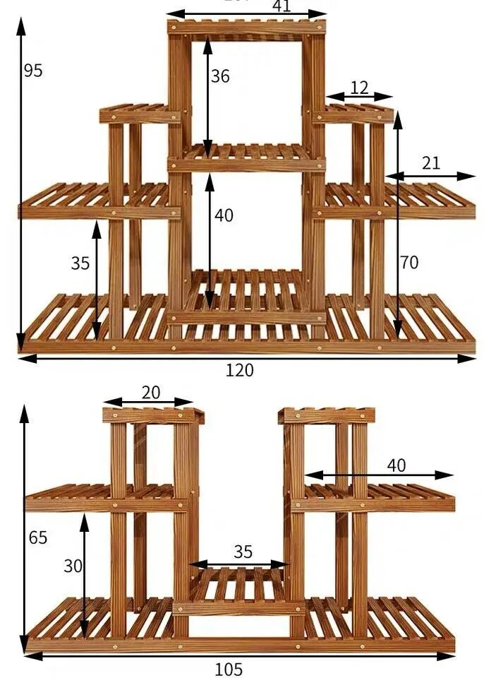 Premium Wooden Plant Stand Multi Tiers Indoor Outdoor Ladder Storage Garden everythingbamboo