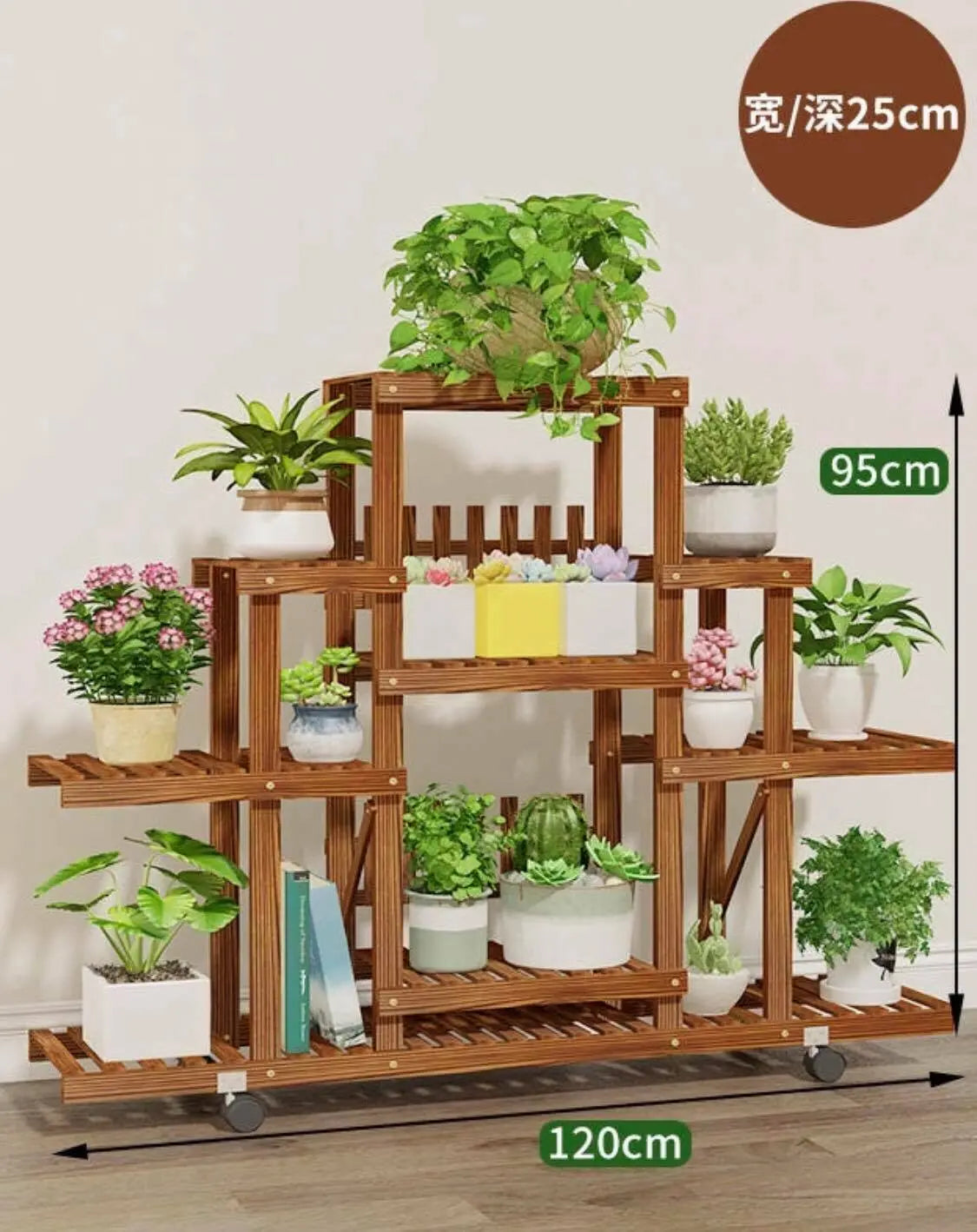 Premium Wooden Plant Stand Multi Tiers Indoor Outdoor Ladder Storage Garden everythingbamboo