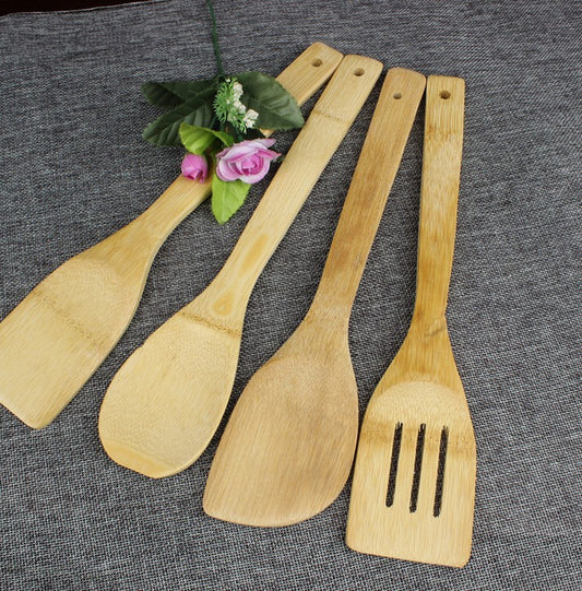 Set of 4 Natural Bamboo Cooking Scraper Sets Spatula Kitchen Tools Healthy Handy everythingbamboo