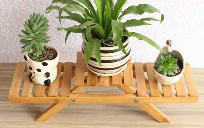 Small bamboo flower stand bamboo shelf organizer desk shelf desk plant ...