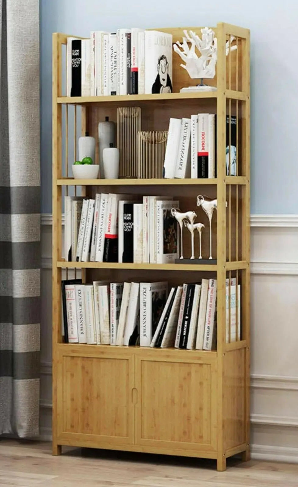 Solid Bamboo Bookcase Shelf Multi-Tiers Storage Organizer Modern Stylish everythingbamboo