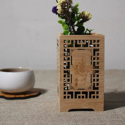 Stationary Utensils Holder Bamboo Hand Carved Handcrafted Vintage Style Classic everythingbamboo
