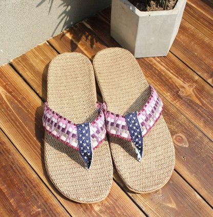 Summer Women Casual Home Rattan Slipper Sandal Bamboo Linen Slippers Shoes everythingbamboo