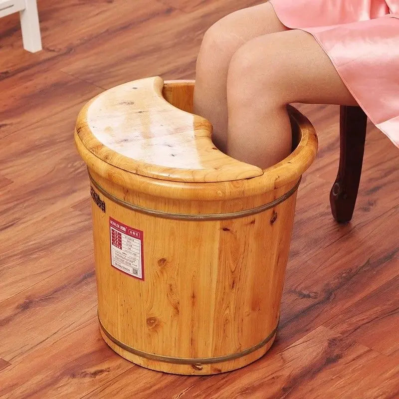 Tall Foot basin wooden bucket foot bath&massage with cover &massage高足浴桶加厚泡脚桶按摩加盖 Unbranded