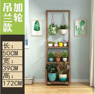 WOODEN SHELF PLANT STAND HANGING MUTI TIERS INDOOR OUTDOOR GARDEN PLANTER everythingbamboo