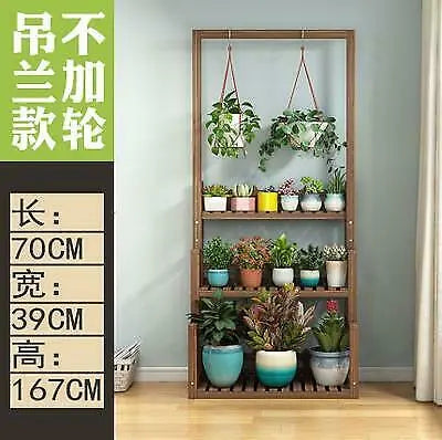 WOODEN SHELF PLANT STAND HANGING MUTI TIERS INDOOR OUTDOOR GARDEN PLANTER everythingbamboo