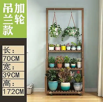 WOODEN SHELF PLANT STAND HANGING MUTI TIERS INDOOR OUTDOOR GARDEN PLANTER everythingbamboo