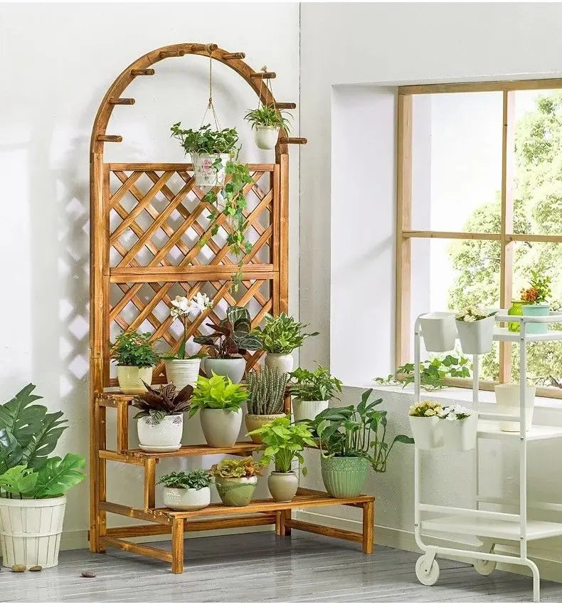 WOODEN SHELF PLANT STAND LADDER CREATIVE STORAGE ELEGANT DECORATION MULTI USE Unbranded