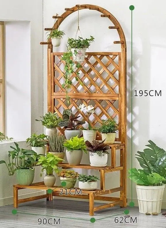 WOODEN SHELF PLANT STAND LADDER CREATIVE STORAGE ELEGANT DECORATION MULTI USE Unbranded