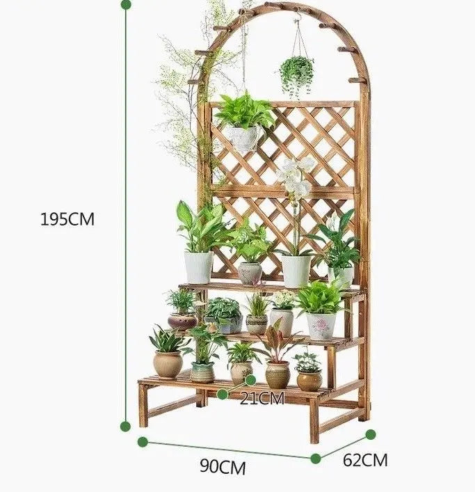 WOODEN SHELF PLANT STAND LADDER CREATIVE STORAGE ELEGANT DECORATION MULTI USE Unbranded