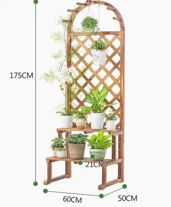 WOODEN SHELF PLANT STAND LADDER CREATIVE STORAGE ELEGANT DECORATION MULTI USE Unbranded