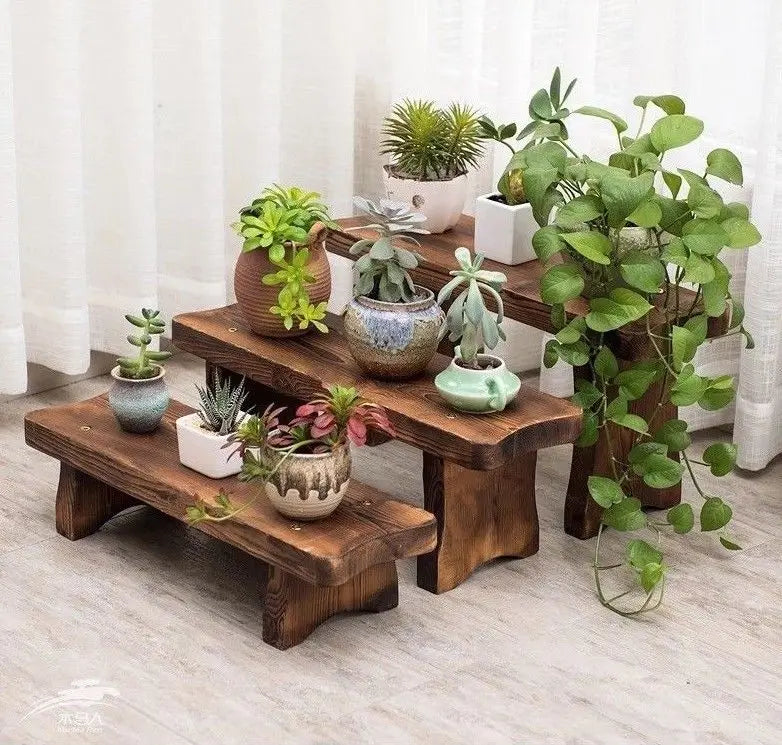 WOODEN SHELF PLANT STAND TIMBER STOOL LADDER MULTI CHOICE AND USE INDOOR OUTDOOR Unbranded