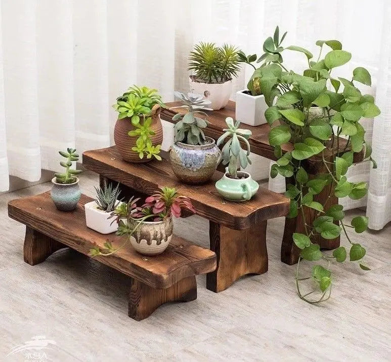 WOODEN SHELF PLANT STAND TIMBER STOOL LADDER MULTI CHOICE AND USE INDOOR OUTDOOR Unbranded