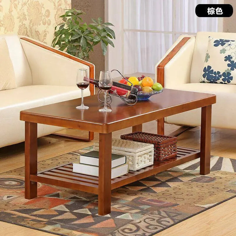 Wooden Coffee Table 2 Tiers Rectangle Solid Modern Timber Tea Table Coffee Color everythingbamboo