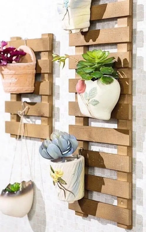 Wooden Indoor Outdoor Garden Planter Flower Pots Stand Wall Hanging Shelves壁挂式花架 Unbranded