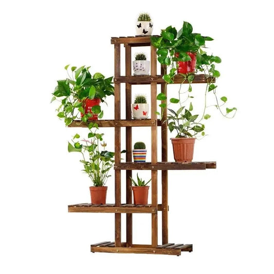 Wooden Plant Stand 6 Tiers Indoor Outdoor Garden Planter Flower Pot Stand everythingbamboo