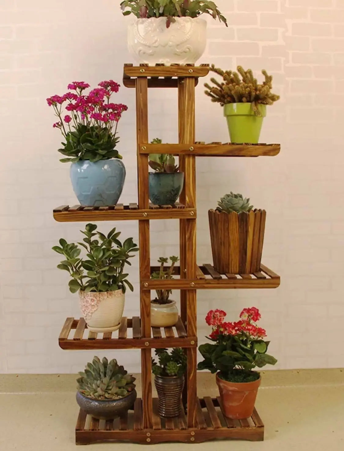 Wooden Plant Stand 6 Tiers Indoor Outdoor Garden Planter Flower Pot Stand everythingbamboo