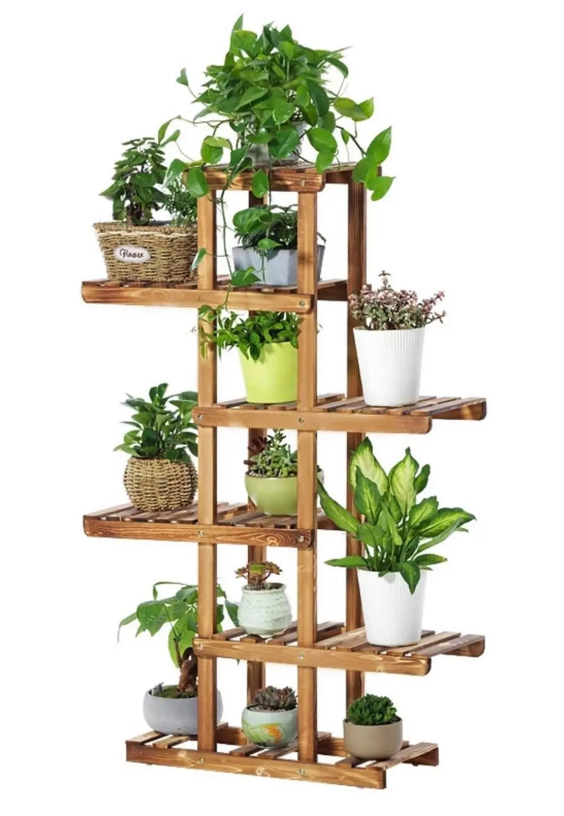 Wooden Plant Stand Flower Pot Shelf Indoor Outdoor Planter Multi Tiers Elegant everythingbamboo