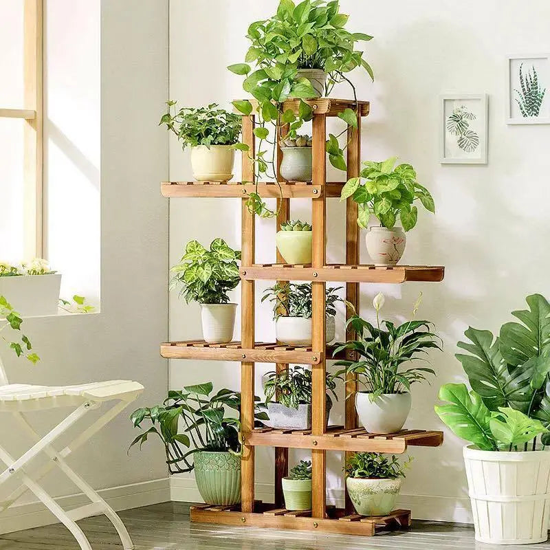 Wooden Plant Stand Flower Pot Shelf Indoor Outdoor Planter Multi Tiers Elegant everythingbamboo