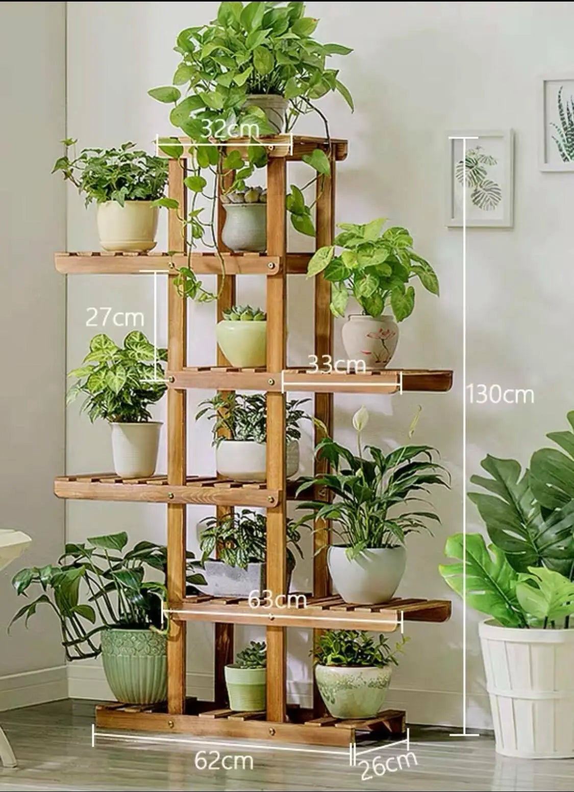 Wooden Plant Stand Flower Pot Shelf Indoor Outdoor Planter Multi Tiers Elegant everythingbamboo