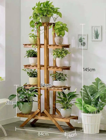 Wooden Plant Stand Flower Pot Shelf Indoor Outdoor Planter Multi Tiers Elegant everythingbamboo
