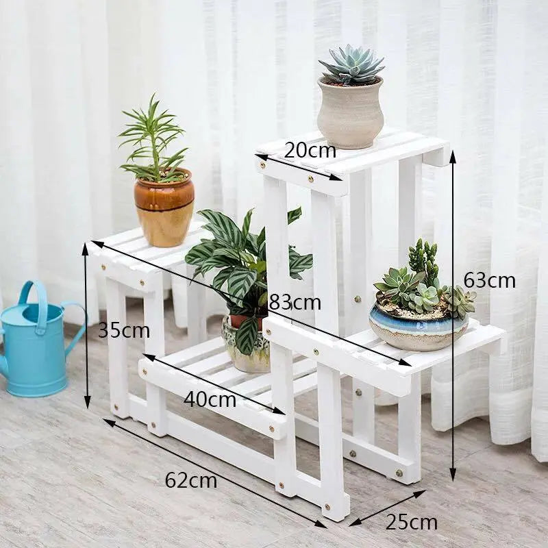 Wooden Plant Stand Flower Pot Shelf Indoor Outdoor Planter Multi Tiers Elegant everythingbamboo