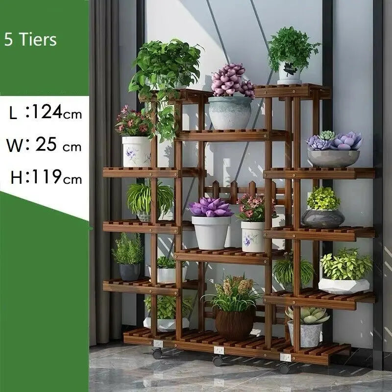 Wooden Plant Stand Flower Stand Ladder Frame Multi Tiers Indoor Outdoor Large everythingbamboo