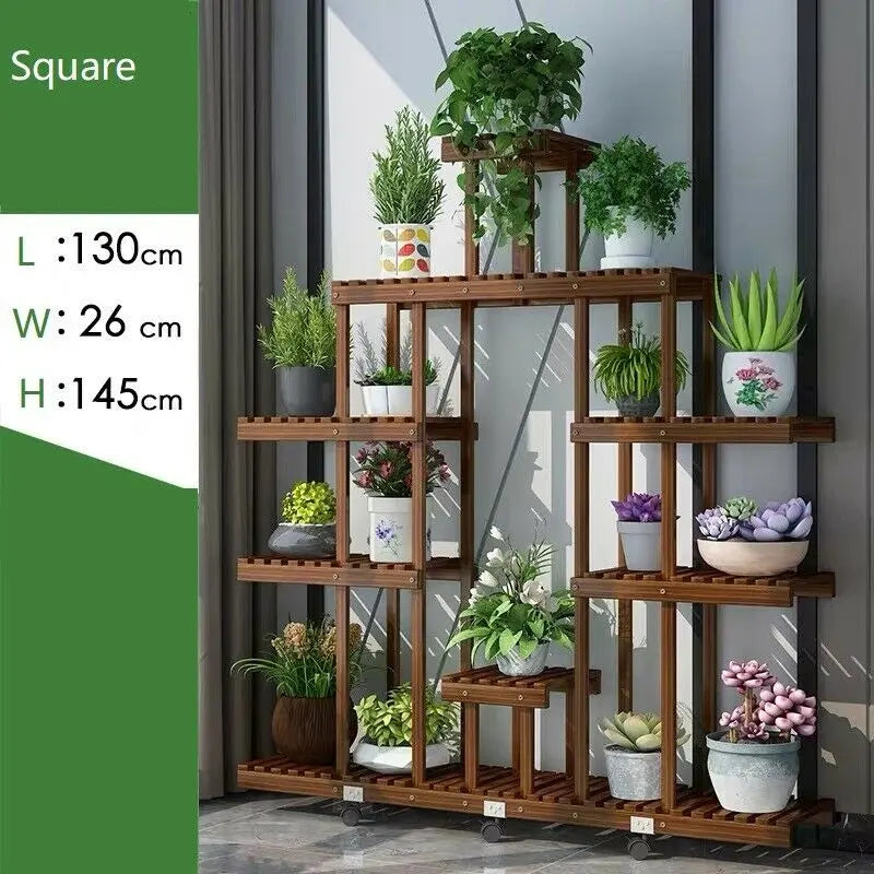 Wooden Plant Stand Flower Stand Ladder Frame Multi Tiers Indoor Outdoor Large everythingbamboo