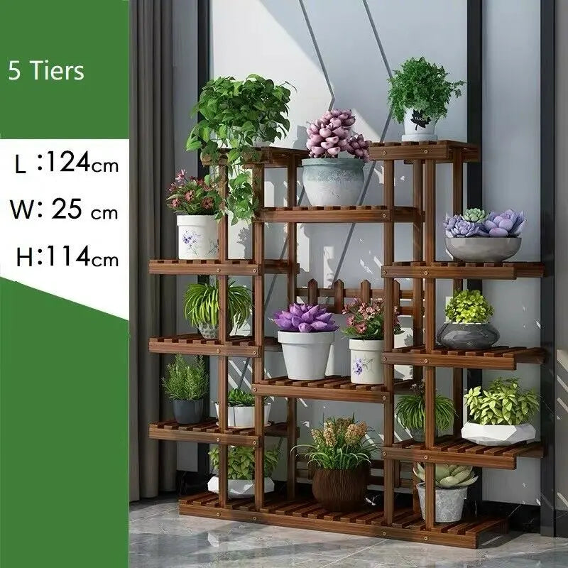 Wooden Plant Stand Flower Stand Ladder Frame Multi Tiers Indoor Outdoor Large everythingbamboo