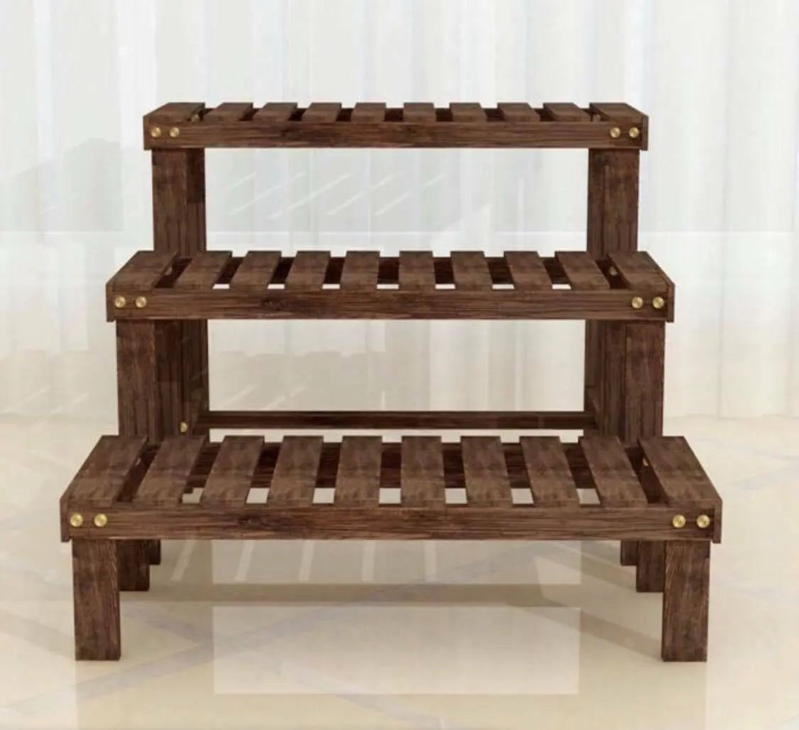 Wooden Plant Stand Ladder 3 Tiers Garden Pots Base Planter Indoor Outdoor everythingbamboo