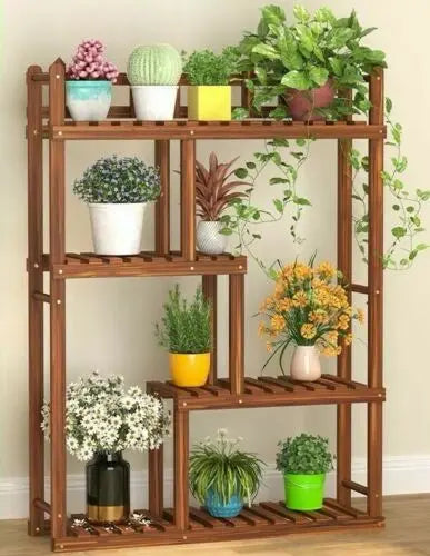 Wooden Plant Stand Multi Tier Indoor Outdoor Ladder Storage Shelf Garden Planter everythingbamboo