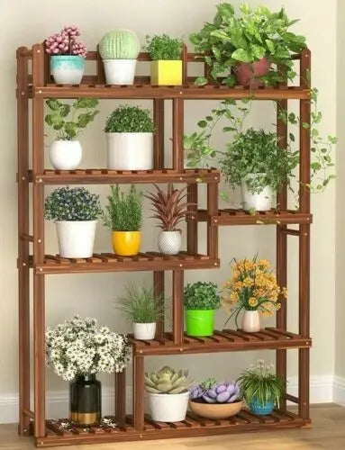 Wooden Plant Stand Multi Tier Indoor Outdoor Ladder Storage Shelf Garden Planter everythingbamboo