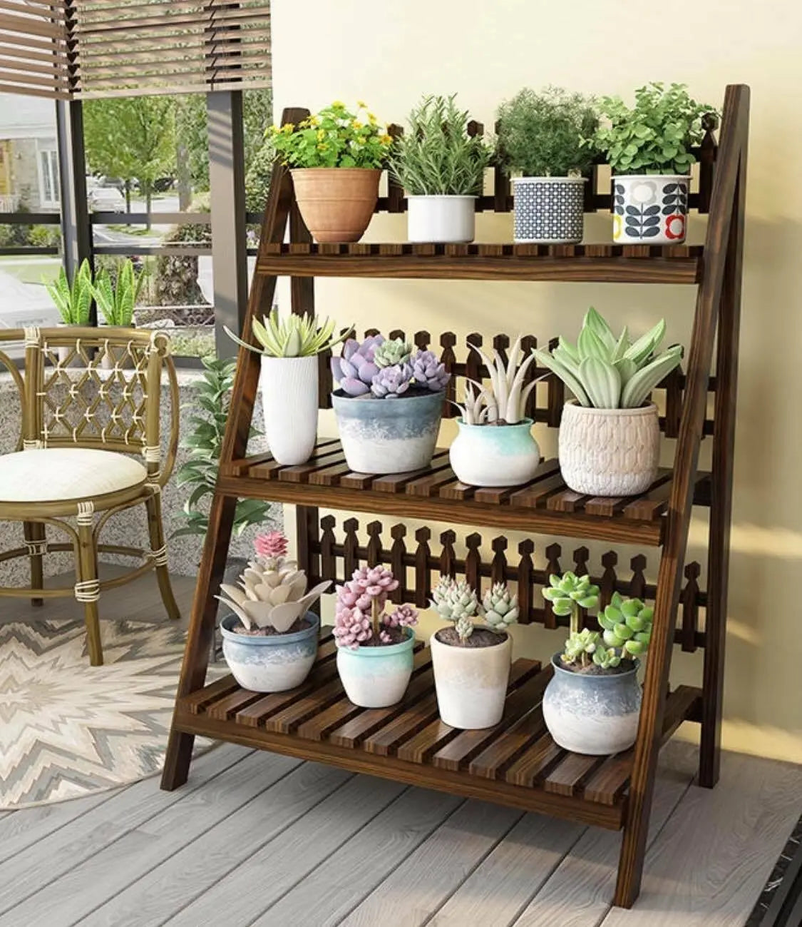 Wooden Plant Stand Multiple Tiers Plants Garden Patio Indoor Outdoor Strong everythingbamboo