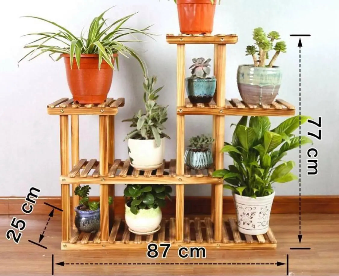 Wooden Plant Stand Pot Base Stand Irregular Stand Indoor Outdoor Multiple Tiers everythingbamboo