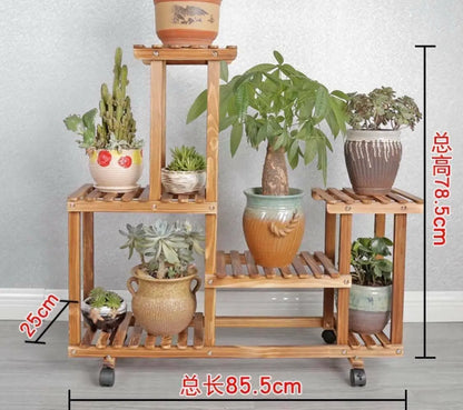 Wooden Plant Stand Pot Base Stand Irregular Stand Indoor Outdoor Multiple Tiers everythingbamboo