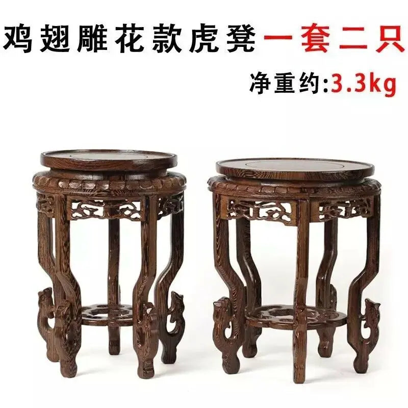 Wooden Plant Stand Sculpture Plant Stand Indoor Outdoor Home Decor Artwork 鸡翅木花座 everythingbamboo