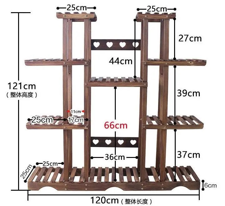 Wooden Plant Stand Shelf Multi-Tier Indoor Outdoor With or Without Wheels 多层实木花架 everythingbamboo