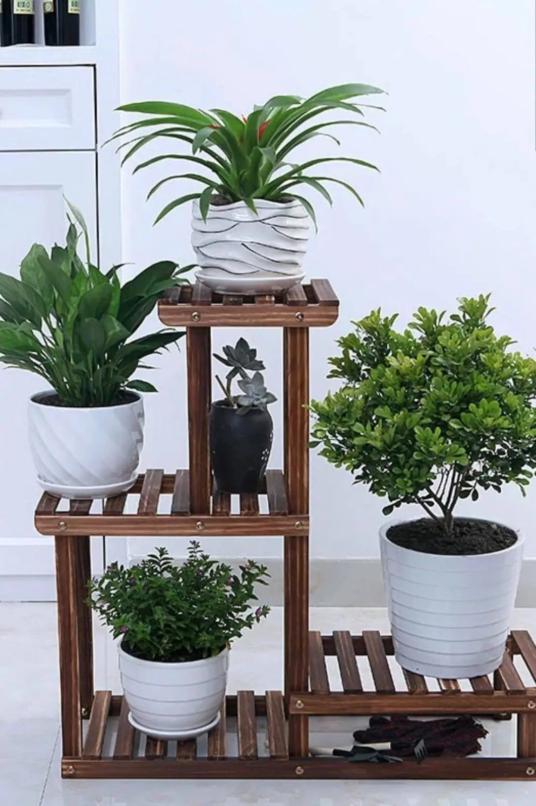 Wooden Plant Stand Shelf Multi-Tier Indoor Outdoor With or Without Wheels 多层实木花架 everythingbamboo