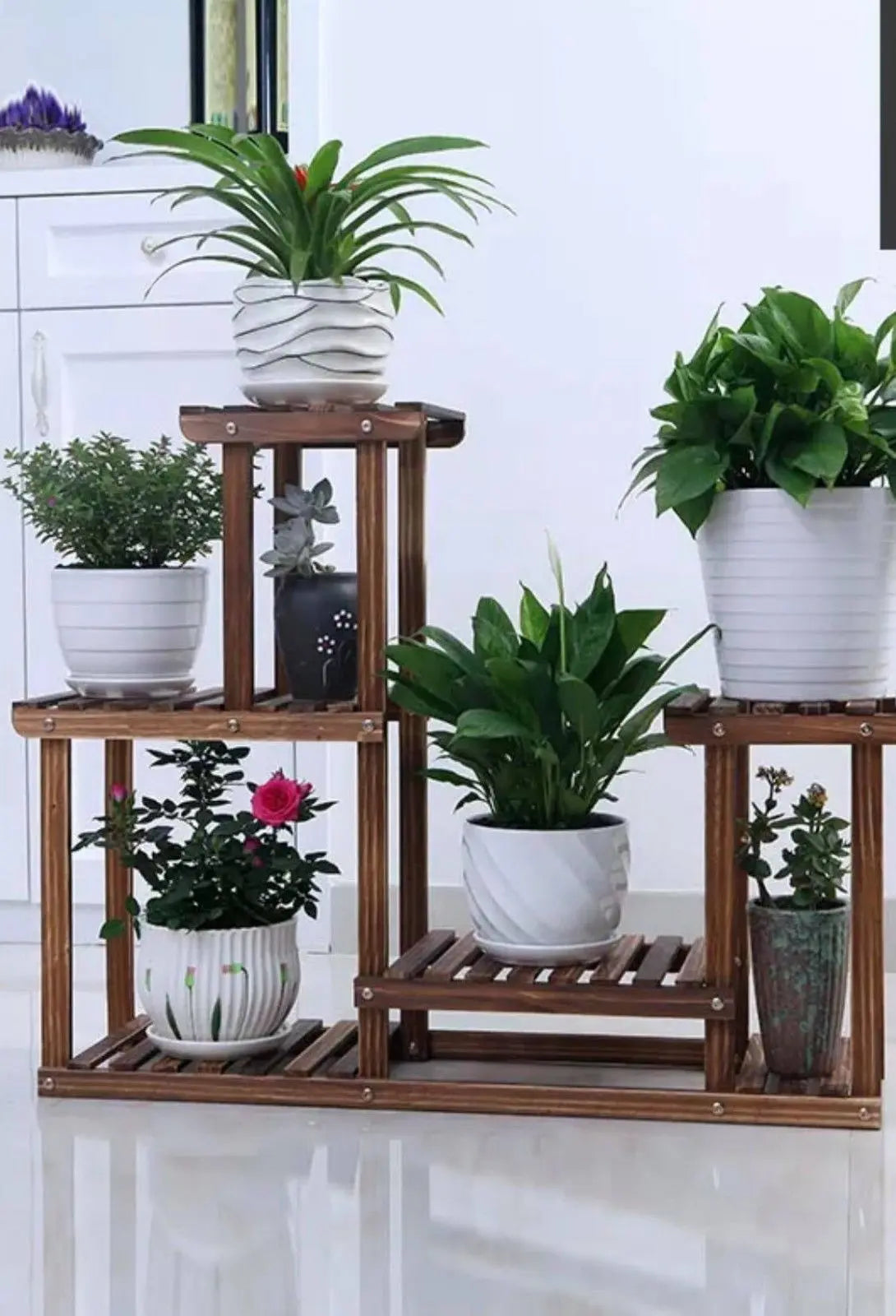 Wooden Plant Stand Shelf Multi-Tier Indoor Outdoor With or Without Wheels 多层实木花架 everythingbamboo