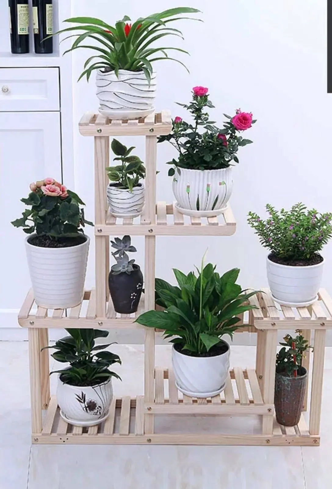 Wooden Plant Stand Shelf Multi-Tier Indoor Outdoor With or Without Wheels 多层实木花架 everythingbamboo