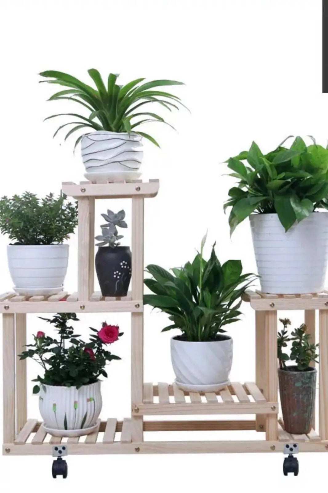 Wooden Plant Stand Shelf Multi-Tier Indoor Outdoor With or Without Wheels 多层实木花架 everythingbamboo