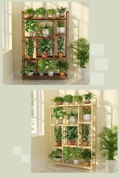 Wooden Premium Plant Stand Outdoor Indoor Balcony Multi-Layer Shelves Pot Stand everythingbamboo