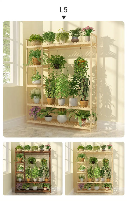 Wooden Premium Plant Stand Outdoor Indoor Balcony Multi-Layer Shelves Pot Stand everythingbamboo