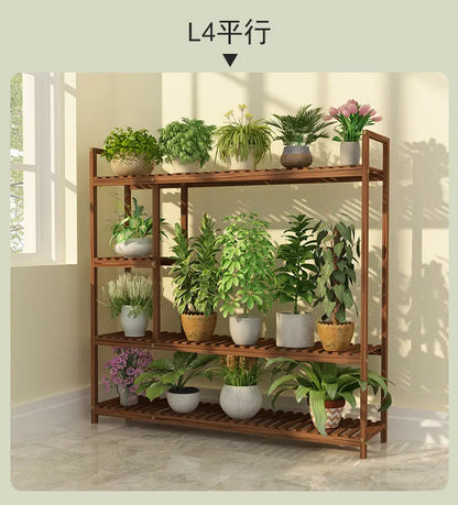 Wooden Premium Plant Stand Outdoor Indoor Balcony Multi-Layer Shelves Pot Stand everythingbamboo