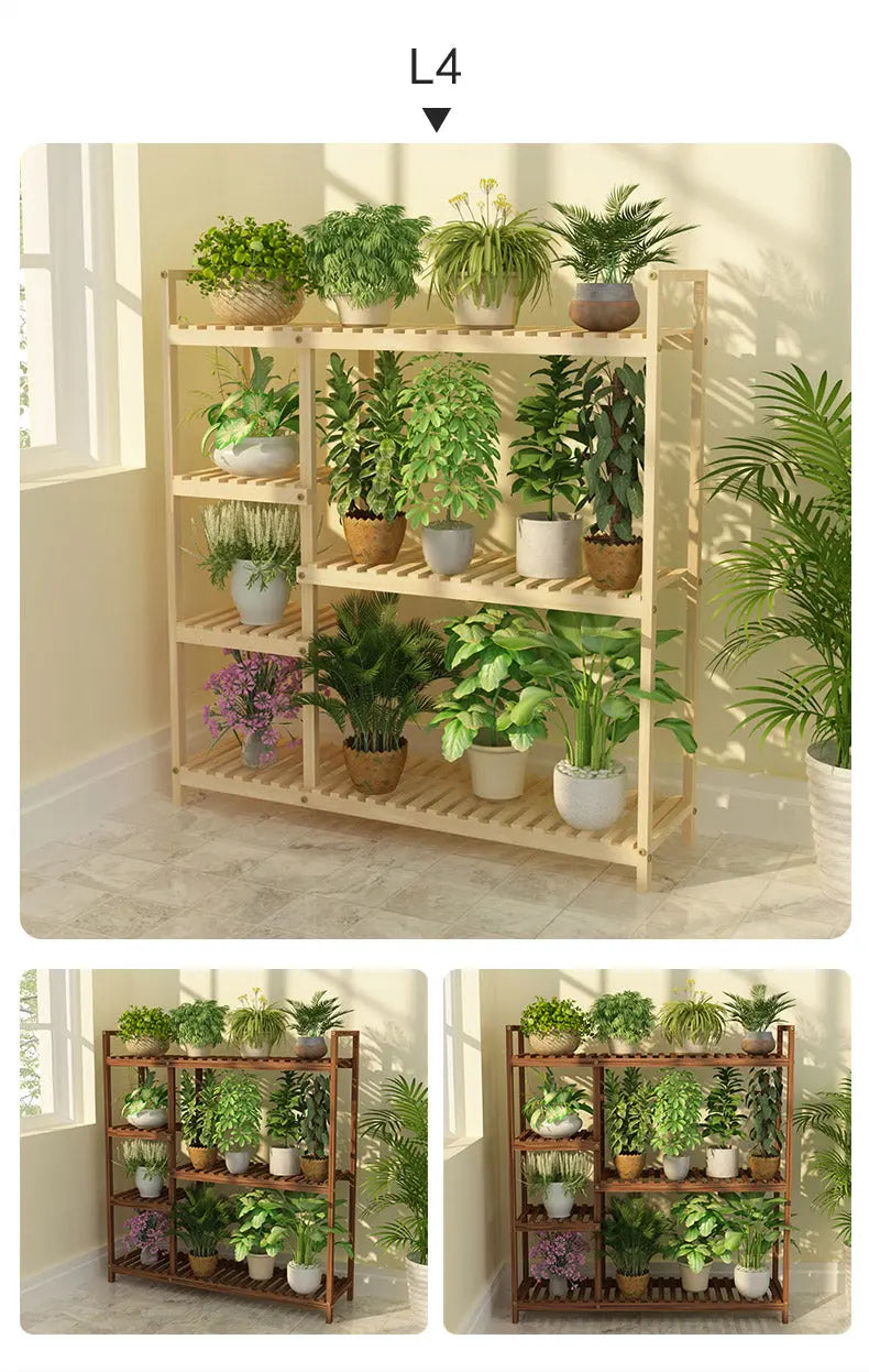 Wooden Premium Plant Stand Outdoor Indoor Balcony Multi-Layer Shelves Pot Stand everythingbamboo