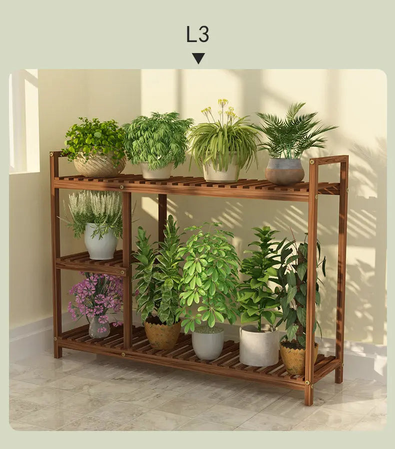 Wooden Premium Plant Stand Outdoor Indoor Balcony Multi-Layer Shelves Pot Stand everythingbamboo