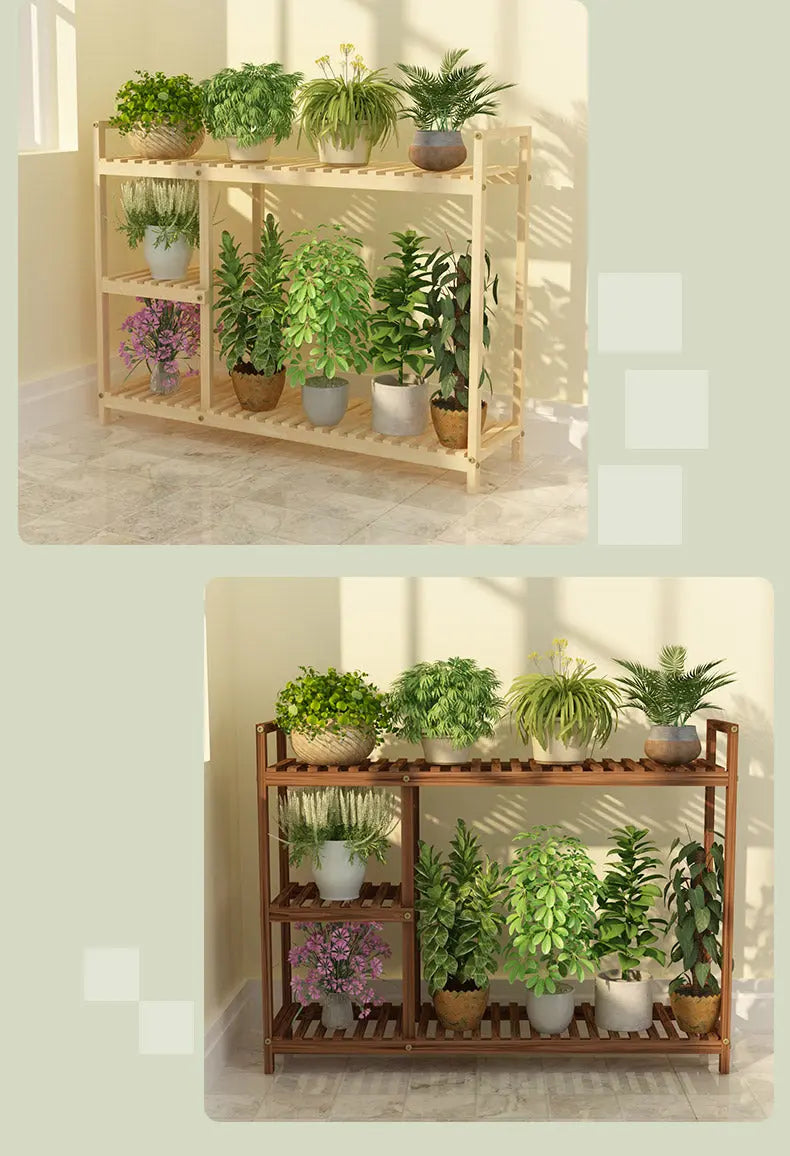 Wooden Premium Plant Stand Outdoor Indoor Balcony Multi-Layer Shelves Pot Stand everythingbamboo