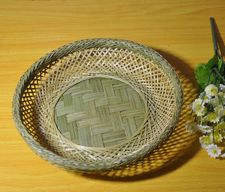 bamboo basket bowl handcraft woven duel-layer fruit food basket storage everythingbamboo