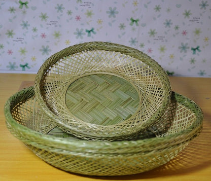 bamboo basket bowl handcraft woven duel-layer fruit food basket storage everythingbamboo