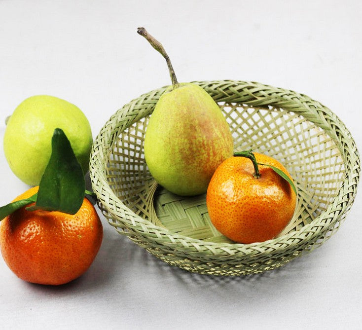 bamboo basket bowl handcraft woven duel-layer fruit food basket storage everythingbamboo